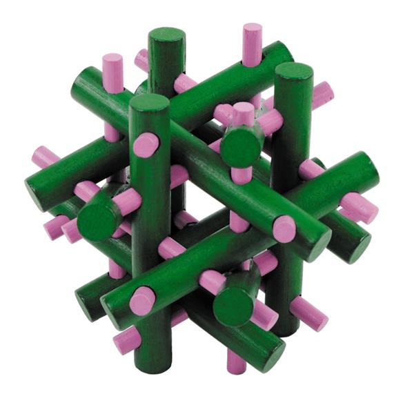 17179  17505 IQ-test, pusselspill av farget bambus grønn/rosa pinner, Fridolin ****